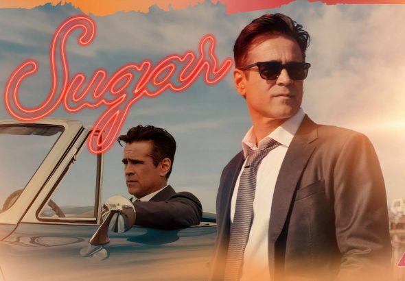 colin-farrell-in-a-suit-beside-a-vintage-convertible-in-sugar