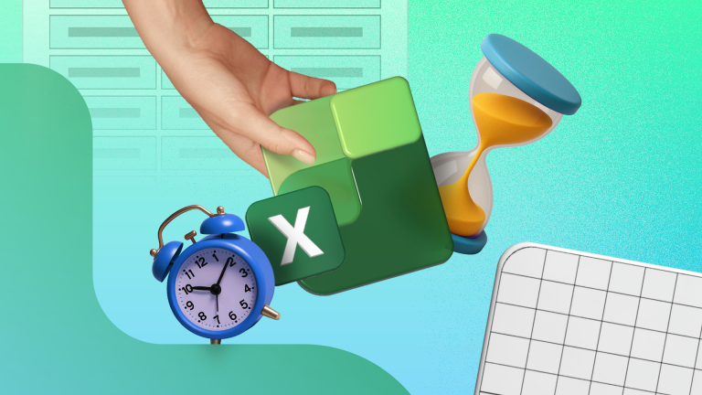 a-hand-holding-a-3d-excel-icon-alongside-an-hourglass-and-a-blue-alarm-clock-against-a-spreadsheet-themed-background