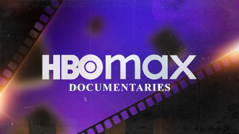 hbo-max-documentaries-logo-on-a-dark-blue-background-with-film-strips